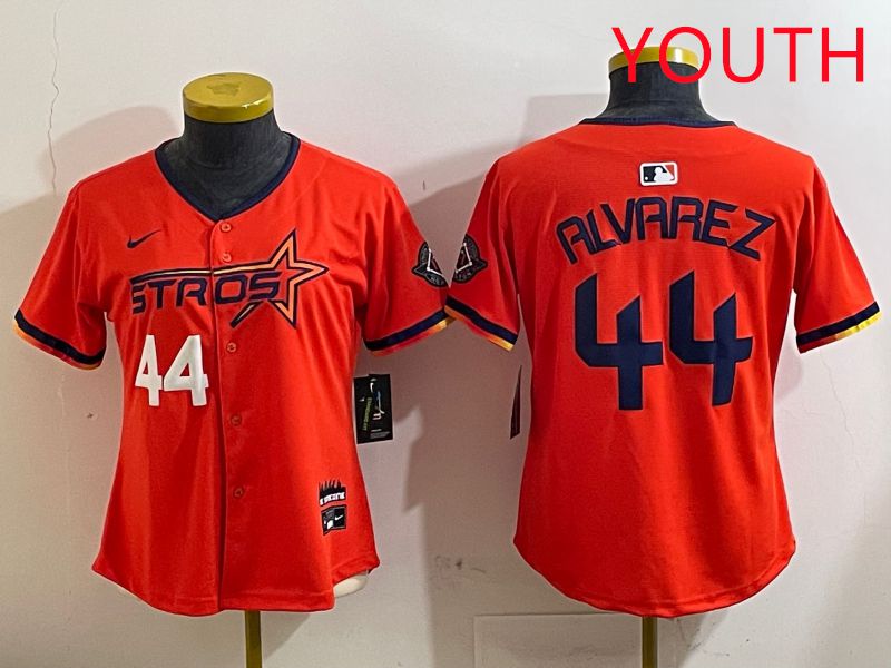 Youth Houston Astros #44 Alvarez Orange Three generations Joint Name 2025 Nike MLB Jersey style 4121->youth mlb jersey->Youth Jersey